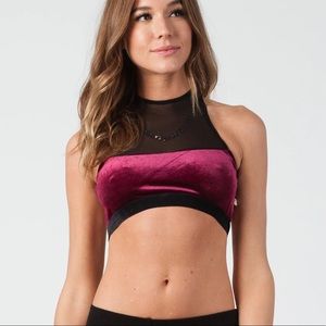 NYTT BLAIR BRALETTE IN WINE AND BLACK, SIZE SMALL